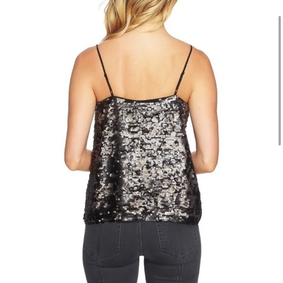 1.State Moody Hues Sequin Camisole Black Gold Size Small Ombre Adjustable Straps - Picture 11 of 13